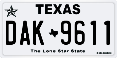 TX license plate DAK9611