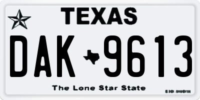 TX license plate DAK9613