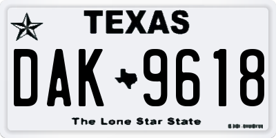 TX license plate DAK9618