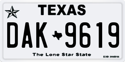 TX license plate DAK9619
