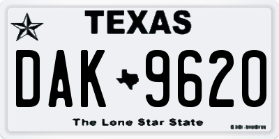 TX license plate DAK9620