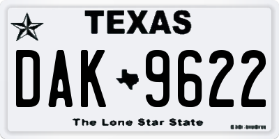 TX license plate DAK9622