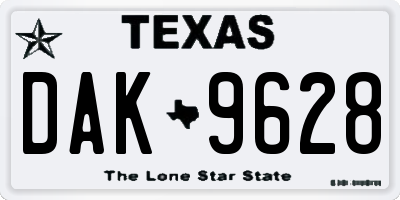 TX license plate DAK9628