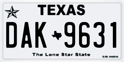 TX license plate DAK9631