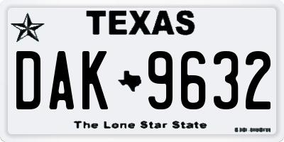 TX license plate DAK9632