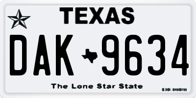 TX license plate DAK9634