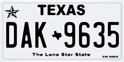 TX license plate DAK9635