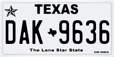 TX license plate DAK9636