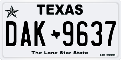 TX license plate DAK9637