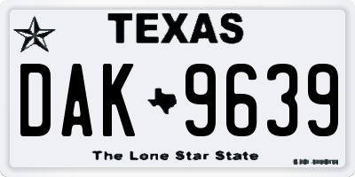 TX license plate DAK9639