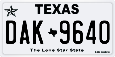 TX license plate DAK9640