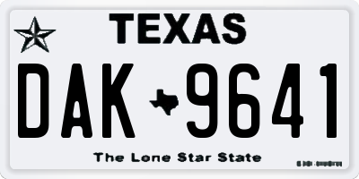 TX license plate DAK9641