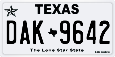 TX license plate DAK9642