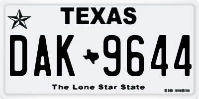 TX license plate DAK9644