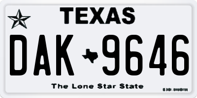 TX license plate DAK9646