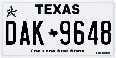 TX license plate DAK9648