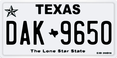 TX license plate DAK9650
