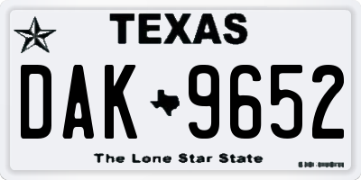 TX license plate DAK9652
