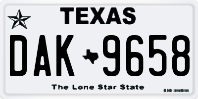 TX license plate DAK9658