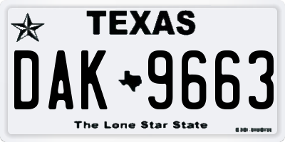 TX license plate DAK9663