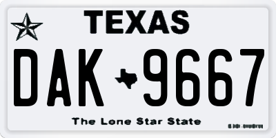 TX license plate DAK9667