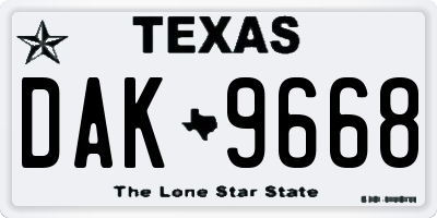 TX license plate DAK9668