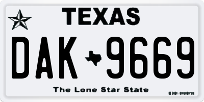 TX license plate DAK9669