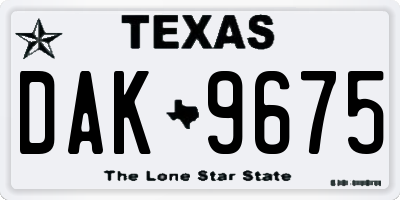 TX license plate DAK9675