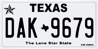 TX license plate DAK9679