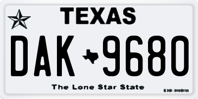 TX license plate DAK9680