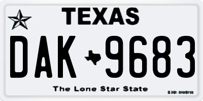 TX license plate DAK9683