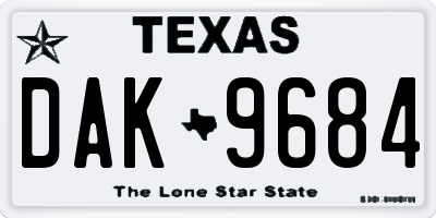 TX license plate DAK9684