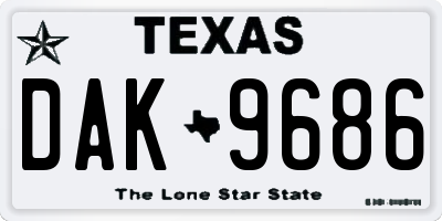 TX license plate DAK9686