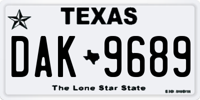 TX license plate DAK9689
