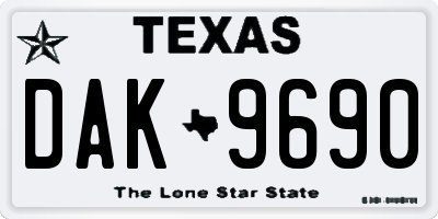 TX license plate DAK9690