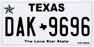 TX license plate DAK9696