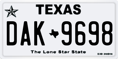 TX license plate DAK9698