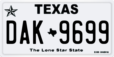 TX license plate DAK9699