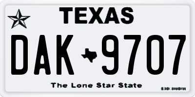 TX license plate DAK9707