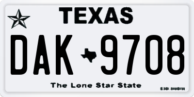 TX license plate DAK9708