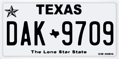 TX license plate DAK9709