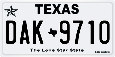 TX license plate DAK9710
