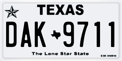 TX license plate DAK9711