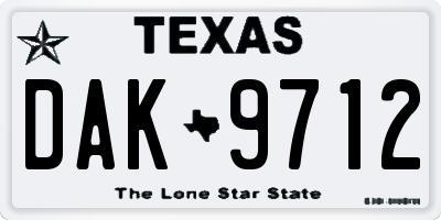 TX license plate DAK9712