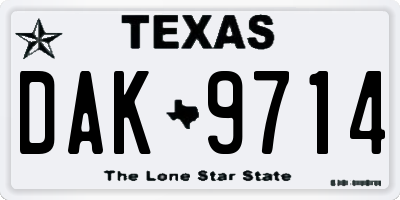 TX license plate DAK9714