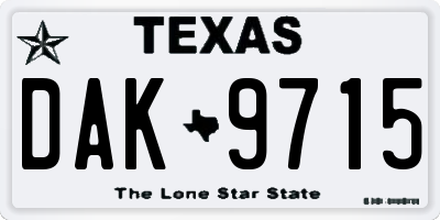 TX license plate DAK9715