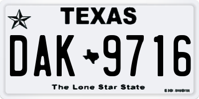 TX license plate DAK9716