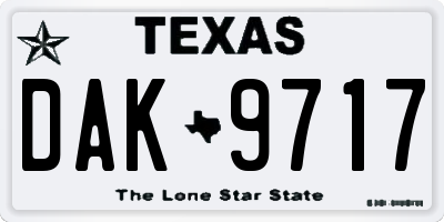 TX license plate DAK9717