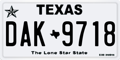 TX license plate DAK9718