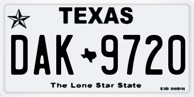 TX license plate DAK9720